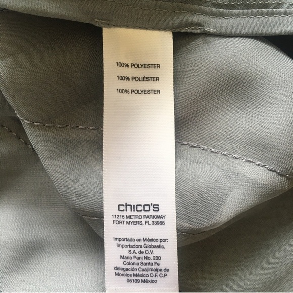 Chico’s Travelers Silver Faux Leather Margo Open Front Jacket size Large (2) - Picture 7 of 12